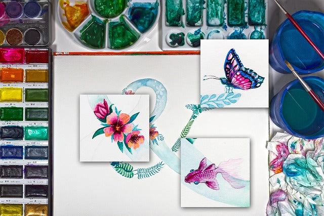 Das Mischen von Aquarellfarben