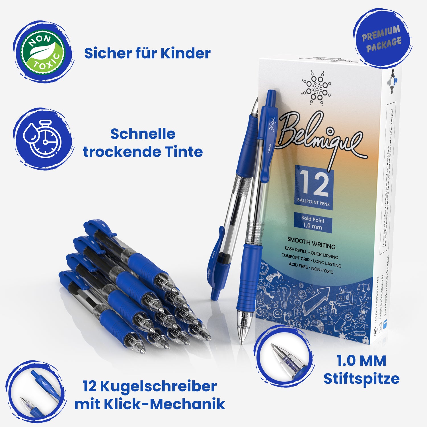 Eigenschaften der Kullis in der Schreibfarbe Blau