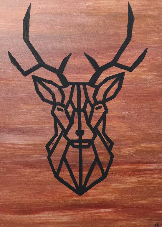 Hand-painted mural - acrylic painting the deer 70x50x2cm