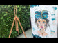Hand-painted mural - acrylic painting Fascinating woman 80x60x2cm