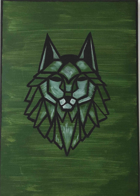 Hand-painted mural - acrylic painting wolf 70x50x2cm