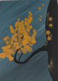 Hand-painted mural - acrylic painting golden tree 70x50x2cm