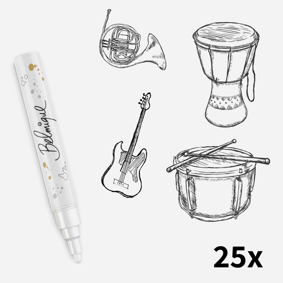 Drawing Musical Instruments - Window Templates 25 pcs.